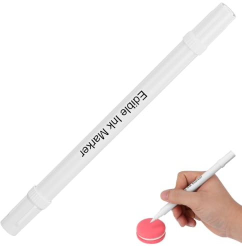 HEMOTON Pen White Icing Pen for Cake Decorating with Fine and Wide Tips Baking Marker for Fondant Cookies Pastries and Doughnuts 6.69 in 1 Pack | Cake Decorating with Fine&Thick Tip, Edible Gourmet Writer for Cookies Decorating Drawing Writing