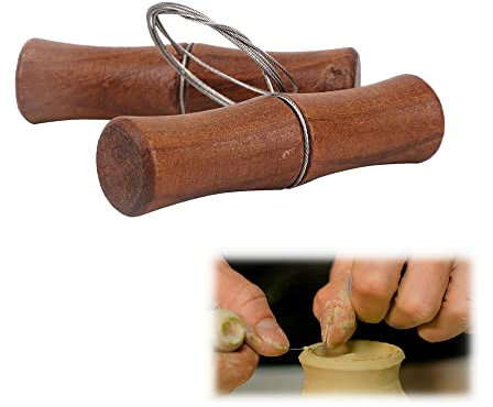 OHYER Lignes de Coupe d'argile Fil à Couper Argile Fil de Boue d'argile Fil de Coupe d'argile en Acier Inoxydable avec Poignée en Bois Outil de Coupe pour Argile Sculpture Bougie Savon et Artisanat