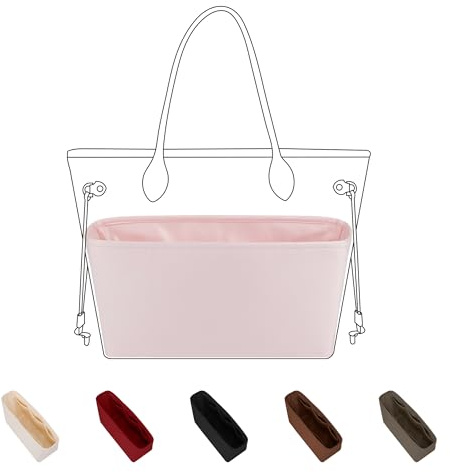 DGAZ Seide Handtasche Organizer für Neverfull PM/MM/GM, Taschenorganizer Tasche in Tasche Organizer, Taschenformer Einsatz mit Innentasche (Rosa, MM)