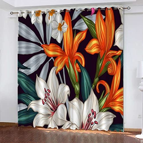 MTBDyyds Bunt Stilvoll Blumig 200X160Cm Verdunkelungsvorhänge 3D Drucken Verdunklungsvorhänge Kinderzimmer 2 Stück Vorhang Blickdicht Ösenschal Kindergardinen Junge Verdunklungsgardine