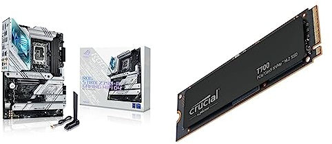 ASUS ROG Strix Z790-A Gaming WiFi D4, Intel® Z790 LGA 1700 ATX motherboard, 16 + 1 power stages, DDR4, four M.2 slots, PCIe® 5.0 + Crucial T700 1TB Gen5 NVMe M.2 SSD up to 11.700 MB/s CT1000T700SSD3