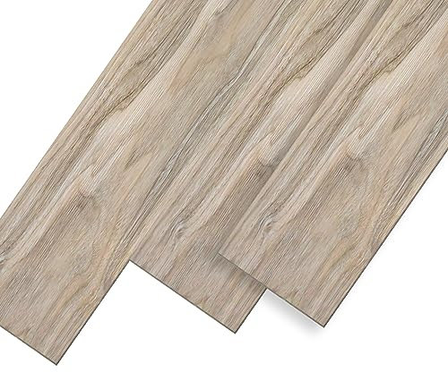 UISEBRT Pavimenti in PVC Autoadesivo Listoni in laminato vinilico, Effetto legno, 91,44 x 15,24 x 0,2 cm, 18 pezzi circa 2,5 m², Piastrelle Adesive PVC per Cucina Soggiorno Balcone, Quercia Bianca