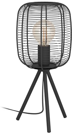 EGLO Stativ Tischlampe Rinroe, dreibeinige Nachttischlampe | Tischleuchte aus Metall in Schwarz, Tisch-Lampe für Wohnzimmer und Schlafzimmer, E27 Fassung