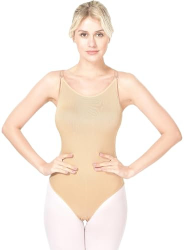 DANSHOW Camisole-Ballett-Trikot für Mädchen Tanzgymnastik-Trikot für Damen Nackte nahtlose Unterwäsche-Kostüme mit verstellbaren Trägern(XJ8A14)