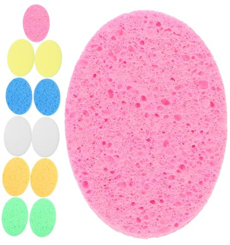 Angoily Éponge Visage Exfoliante Souple 12 Pièces Ovale Taille Moyenne Multifonctions Nettoyage Visage Voyage Fille Colorée