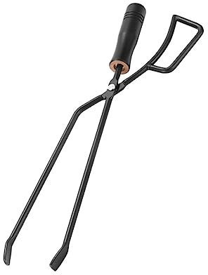 Happyyami Lange Grillzange Aus Robustem Mit Holzgriff Praktische Kohlezange Für Outdoor Barbecue Feuerstellenwerkzeug Für Camping Picknick Und Lagerfeuer Mit Hohem Hitzeschutz