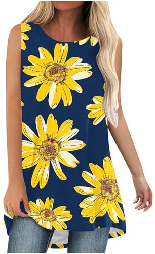 RKaixuni The Best Prime Big Day Deals of 2024 Womens Graphic Tee Trendy Tank Tops Sleeveless Shirts Summer Fashion Loose Fit Long Tunic Blouse Casual Flowy Clothes
