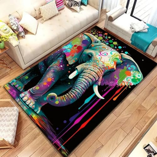 3D Stoßzähne Afrikanischer Elefanten Kinder Jungen Teppich Dekoration Schlafzimmer Kinderzimmer Wohnzimmer,Modern Rutschfest Waschbar Flanell Kinderteppiche 180 X 280 Cm / 70,86 X 110,23 Zoll -5D3D6M1