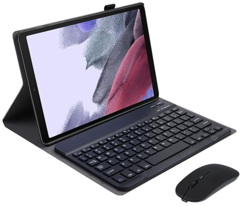 Funda con Teclado para Samsung Galaxy Tab A7 Lite De 8,7 Pulgadas Modelo 2021 (SM-T220/T225/T227), Contener Ñ, Funda Ligera con Soporte Y Teclado Magnéticamente Desmontable,Mouse Bluetooth,Negro