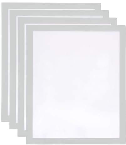 QUARKZMAN 4 Stück A4 Magnetrahmen, Info-Rahmen Selbstklebend Aufklappbarer Magnetrahmen mit Magnetverschluss, Bilderrahmen für Dokumente, Poster, Hinweise,Silber (31.5 x 25cm)