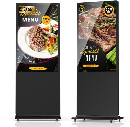 YIXZSWD Monitor Pubblicitario, 55 Pollici LCD Digitale Display interna, UHD Schermo Pubblicitario, Supporto USB/HDMI/WiFi/Android OS, Adatto per Ristorante, Negozi, Centro Commerciale
