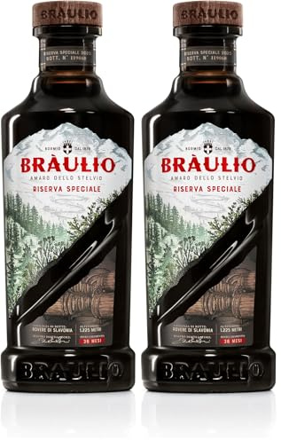 Braulio Riserva Speciale - Amaro dello Stelvio alle Erbe, 70 cl, Invecchiato 24 Mesi, 24,7% Vol (Confezione da 2)