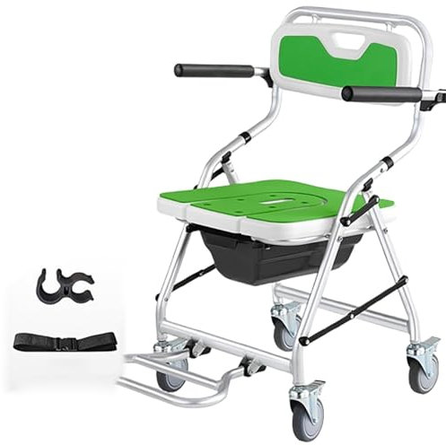 Chaise de toilette pour toilettes et douche,fauteuil roulant de douche, chaise de toilette pour personnes handicapées,siège de douche à roulettes,fauteuil roulant confortable B,55*64*88cm