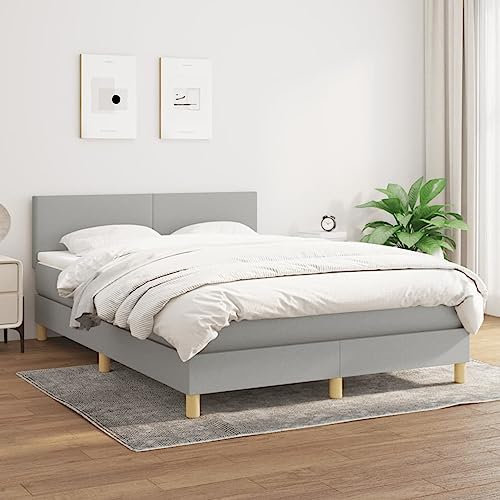 Iiaky Boxspringbett mit Matratze Betten Matratze Bett Mit Matratze Boxspringbett Mit Bettkasten Hellgrau 140x200 cm Stoff - 3140457