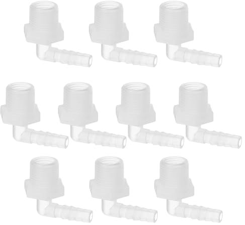 PATIKIL Raccordo a Gomito a L per Tubo Barb da 3/8 G x 1/4, 10 Pz Connettore a Tubo Barbato in Plastica Giunto Flessibili Connettore Tubo Acquario per Gas Carburante Liquido Aria