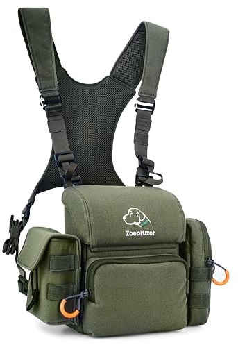 Zoebruzer Bröstväska, Binosele väska med avståndsmätare påse och regnskydd, Molle System Multifunktionell jakt Pack, gRÖN, M, Sportig