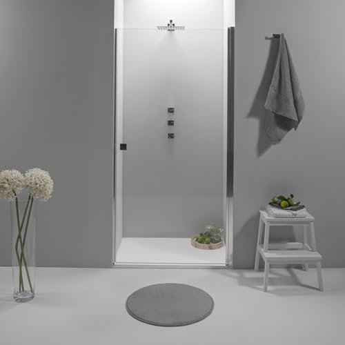 Porta Doccia Nicchia Battente 100 x 195 cm - Vetro Temperato 6 mm, Trasparente, Profilo Cromato, Chiusura Magnetica e Sistema Antigoccia - Facile da Pulire e Installare