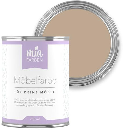 miafarben Möbelfarbe für Holz 750ml, Kreidefarbe, Möbellack ohne schleifen, Kreidelack (Kleiner Nougattraum)