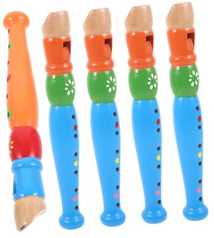 Toyvian Holz Kinderklarinette 6-loch Blockflöte Leichtes Blasinstrument Aus Holz 5 Stück Anfänger Übungsinstrument Für Montessori Spiele Und Musiklernen
