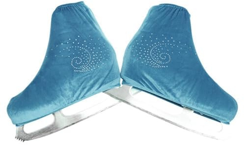 Blausky 1 Paar Unisex Samt-Skates Cover,Eiskunstlauf Schuhüberzieher mit Strass Überziehsocke reißfester & elastischer Überzug für Inlineskates Rollschuhe und Schlittschuhe,Himmelblau,S(28-32)
