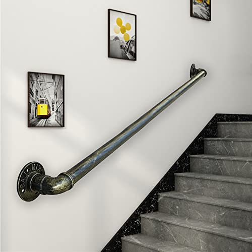 Vintage Bronze Scheunentürgriffe & Treppe il 1 Fuß 6 m Eisenrohr Haltegriff für Treppen, Bad, Haltegriff & Handtuchhalter, langlebige Wandstütze (Größe: 350 cm)