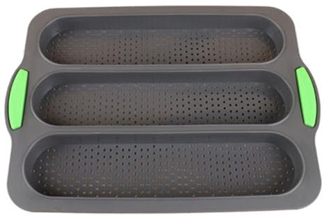 Moule à pain en silicone anti-adhésif avec poignée, moule à pain français pour pain long, pain français, pains à hot dog (style A)