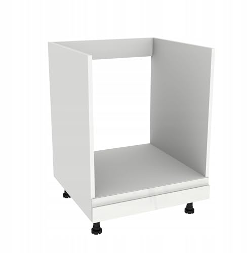 Laclar FREZO Unterschrank für Backofen - Grifflos - Soft-Close - Hochglanz - Perfekte Integration & Stil für Ihre Küche - 60x52,8x72 cm - Weiß, Front: Hochglanz Weiß grifflos