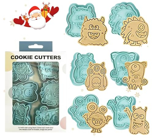 CHIHOLEN Set di 6 formine per biscotti di Natale, 3D, in plastica, per Natale, biscotti, per decorazioni per torte, biscotti e biscotti