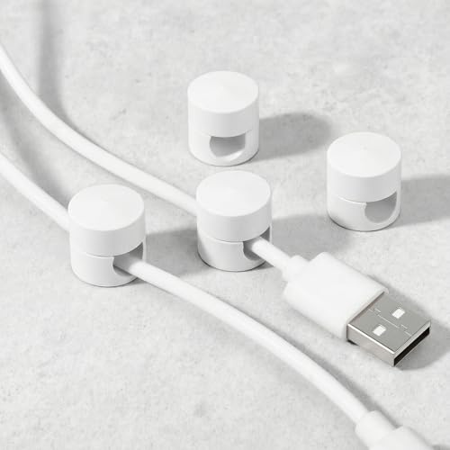 WJIAAA Cable Anchors Desk,4 Sets Adhesive Phone Charger Holders for Cords Gold Cord Management Clips Charging Cords Wire Holder Organizer Neatly for Desk Office Nightstand(white)