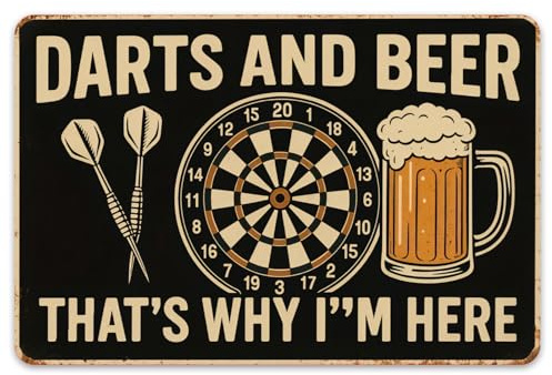Darts Bar Sign, Metal Signs for Home Bar, Darts Decor for Bedroom, Club, Man Cave, Gift for Beer Lovers