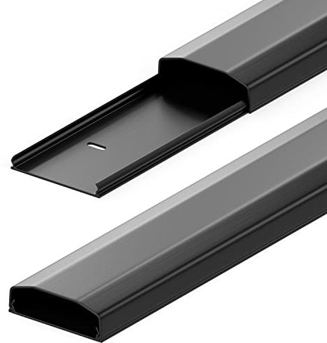 deleyCON Canalina Portacavi e Fili Universale Facile Spostamento di Cavi e Fili PVC di Alta Qualità Lunghezza 100cm Larghezza 6cm Altezza 2cm - Nero