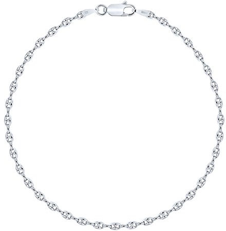 Planetys - Kaffeebohne Bohnenkette Armband 925 Sterling Silber Rhodiniert Kette 2.5 mm Breite