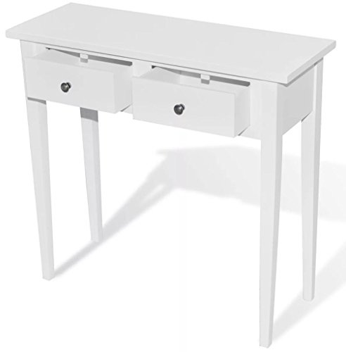 Tidyard Konsolentisch Sideboard Konsole Holztisch MDF + Kiefernholz Beistelltisch mit 2 Schubladen 79 x 30 x 74 cm Weiß