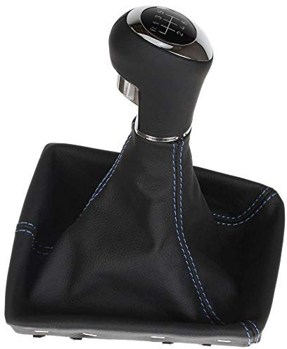 ICT Schaltknauf Schalthebel Schaltsack Schaltmanschette Leder schwarz, Naht blau, 6 gang, kompatibel mit: Opel Astra H GTC/TwinTop 2004-2010