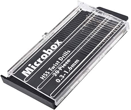 KATUR HSS Mini Micro Taladro Juego de 20 piezas de vástago de 0,3-1,6 mm, kit de bricolaje de taladro giratorio, herramientas manuales giratorias, modelo de acero de alta velocidad micro