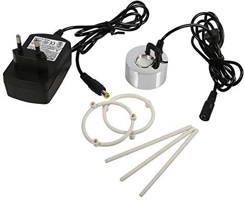 Maquina Humo Halloween + Akozon Humidificador De Atomizador De Estanque, Fuente De Vaporizador Ultrasónico De Vaporizador 24 V con Adaptador (EU Plug)