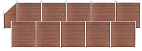 vidaXL WPC Zaun-Set 10 Quadrate + 1 Schräge 1830x186 cm Braun