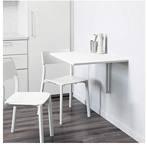 Mesa de pared con diseño de hojas, color blanco, 74 x 60 cm, duradera y fácil de cuidar. Mesas de comedor. Mesas y escritorios. Muebles. Respetuoso con el medio ambiente.