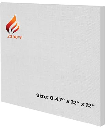 SIMOND Store Ceramic Fiber Insulation Board - 2300F Rated - 0.47 x 12 x 12 - Pack of 1 - Fireproof Refractory Ceramic Fiber Board for Stove Pizza Oven Furnace Kiln Fireplace Hearth Insulation | Fireproof Insulation Board for Fireplace, Boiler, Furnace, Oven Insulation