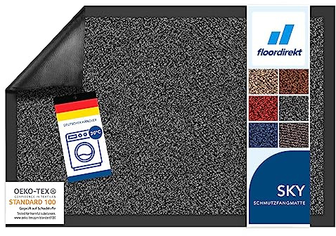 Floordirekt Schmutzfangmatte Rhine - waschbare & leistungsstarke Fußmatte - Sauberlaufmatte mit Rutschfester Rückseite - Türmatte für den Eingangsbereich (Anthrazit (meliert), 120 cm x 180 cm)