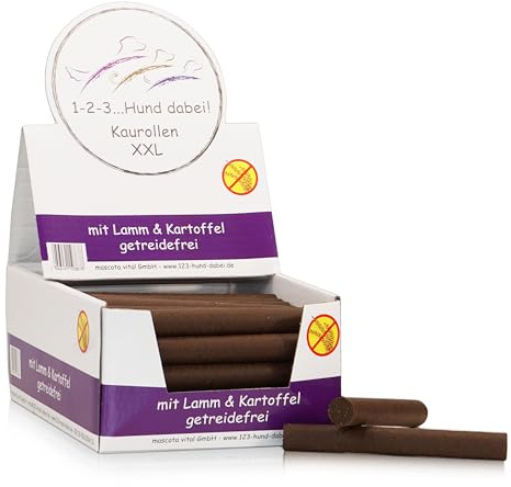 123... Hund dabei! - Kaurollen XXL 50er Tray (Lamm) - Dentalkaurolle - Getreidefrei - Vorteilspaket - Kaustangen für Hunde - Kausticks - Zahnpflege