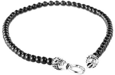 Epinki Edelstahl Kette Schwarz Mann 46 cm, Herren Kugelkette Schwarz Freundschaftskette Jungs Kette Edelstahl Lang Hip Hop für Männer