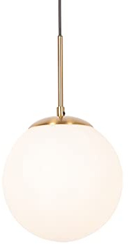 Qazqa Design Pendelleuchte, Pendellampe - Flore - Gold mit Bernsteinglas, Vintage, 20cm, Ideal als Wohnzimmerlampe