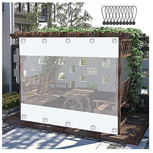 WZYJLyds Paneles Laterales de Lona Impermeable Transparente, Cortinas de Lona Alquitranada Exterior, Plegable, Lona de PVC Resistente con Ojales, para Pérgola Porche