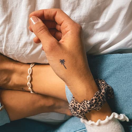 Inkster Tattoo Kleine Palme| Temporäre Tattoos 2 Wochen | Hautfreundlich & EU-Kosmetikzertifiziert | hochwertige Temporäre Tattoos aus pflanzlichen Inhaltsstoffen | wasserfest