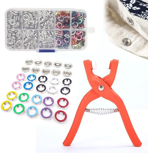 Snap Button Fastener Kit, 100PCS Five Claw Buckle Tool Set Metal Snap Fasteners Buttons with Press Stud Tool for DIY Clothes Crafting and Sewing