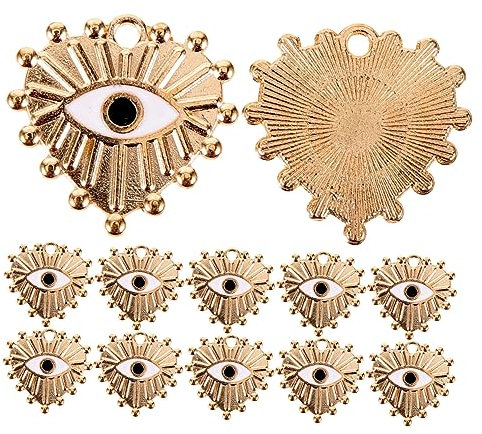 Herzanhänger, türkischer Schmuck, Herzschmuck, Handy-Zubehör, Herz-Auge, Anhänger, Basteln, Metall, Herz-Auge, Charms, Legierung, Liebesamulett, 20 Stück, 2x2cm, Kein Edelstein