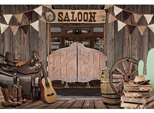 SDOTPMT 10x8ft Tissu Polyester Wild Western Salon Fond Cow - Boy thème Vieille Yoga délabré Fond Antique Homme fête d'anniversaire décoration Adulte Portrait Photo Prop