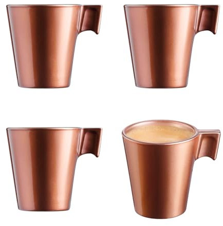 PracticDomus Set di 4 tazze da caffè espresso da 8 cl realizzate in vetro temperato extra resistente di taglio a caldo (Latte)