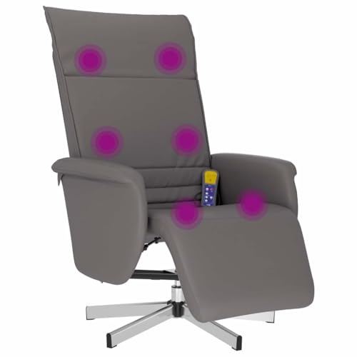 vidaXL Massagesessel mit Fußteil Grau Kunstleder